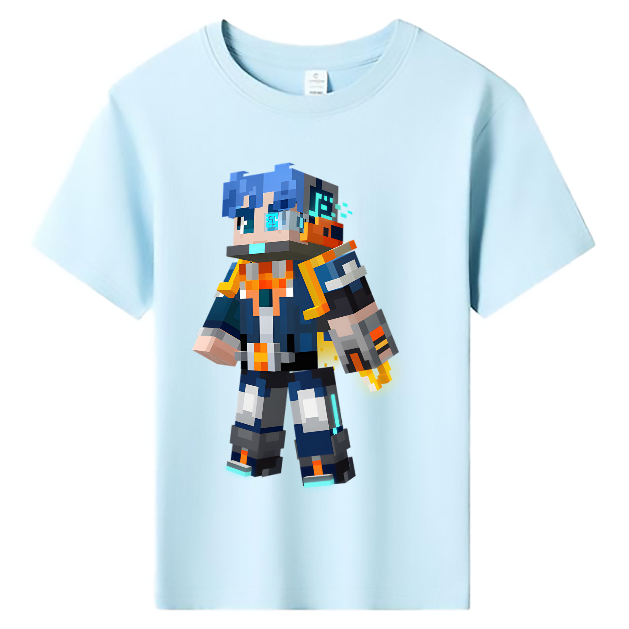 （画像用） マインクラフト ブロックの世界 Minecraft MC Block world 綿100％キッズTシャツ（フロントプリント）